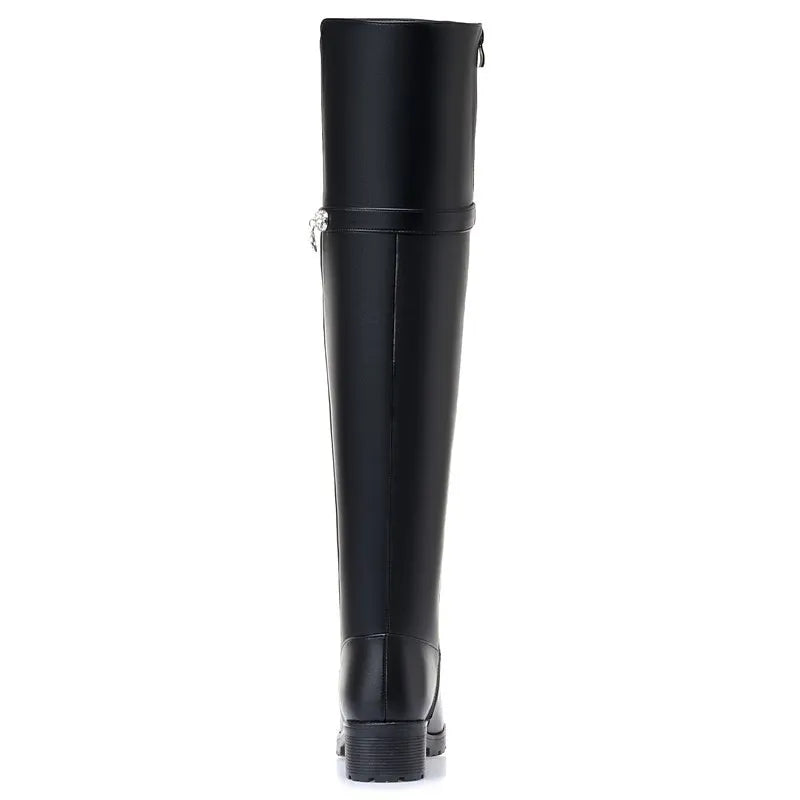 AIYUQI Winter Boots Women Knee High Long Boots Genuine Leather Waterproof Women Thigh High Boots Large size women's boots