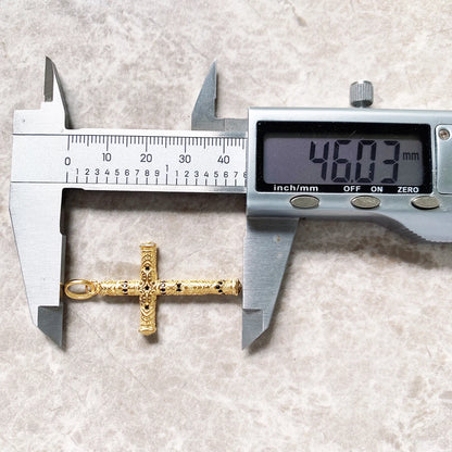 Damen-Charm-Anhänger Kreuz golden aufwendig ethnisch aus Sterlingsilber