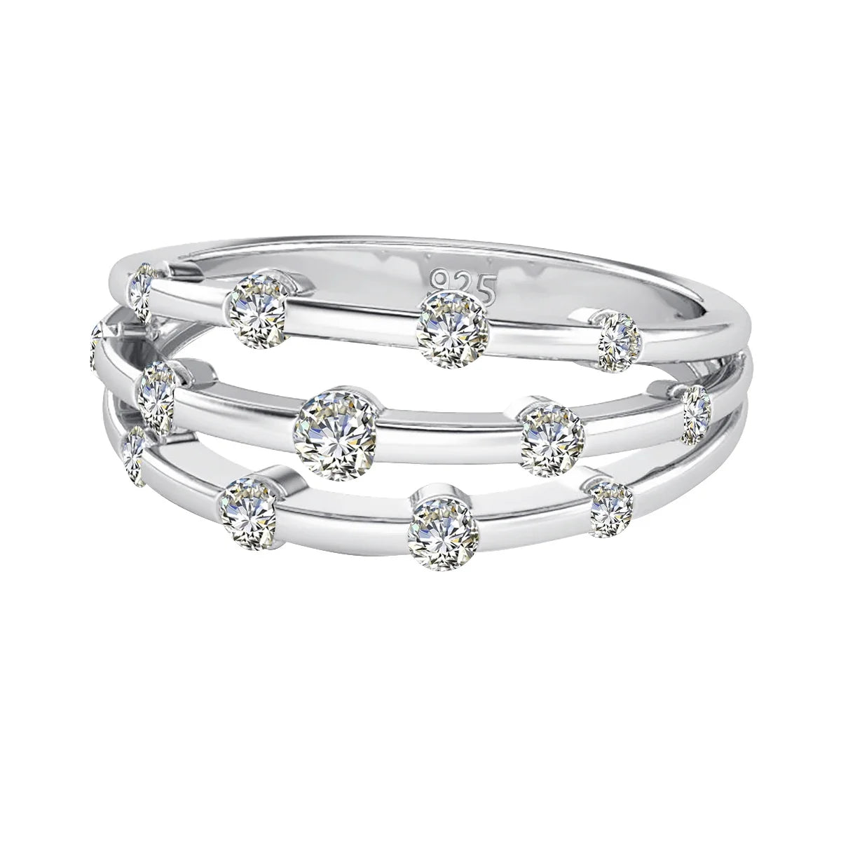 Damen-Ring aus Moissanit, 925er Sterling-Silber, Ewigkeitsband, Zertifiziertes Schmuckstück