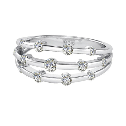 Damen-Ring aus Moissanit, 925er Sterling-Silber, Ewigkeitsband, Zertifiziertes Schmuckstück