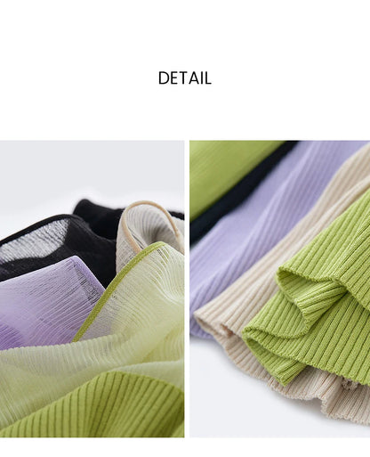 Damen V-Ausschnitt Pullover Viskose Mesh Organza Slim Frühling