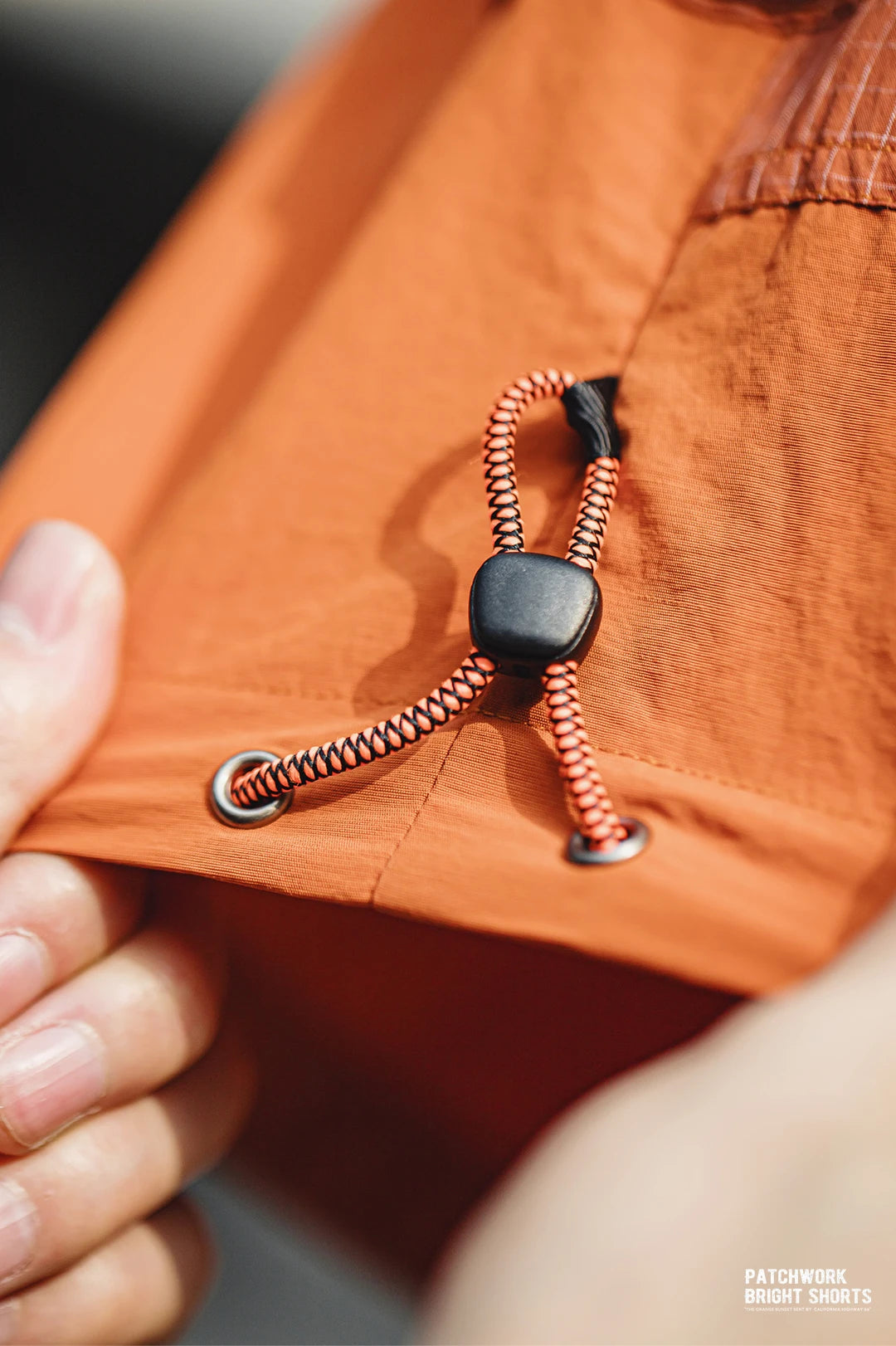 Männer Sommer Shorts aus leichtem Patchwork mit elastischer Taille in orange