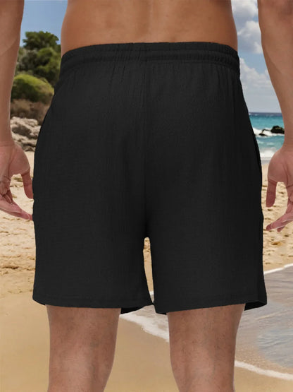 Leichte Herren-Sportshorts aus Eisseide – lockere, knielange Sommerhose in Schwarz