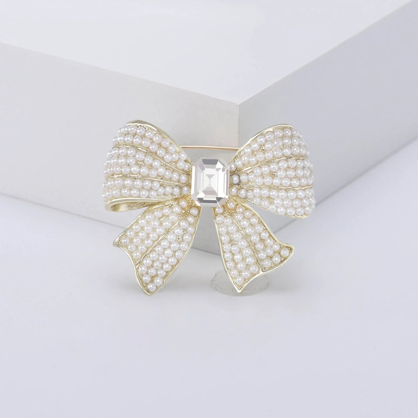 Brosche Schleife Kristall Perle Glänzend Boutique Geschenk Damen