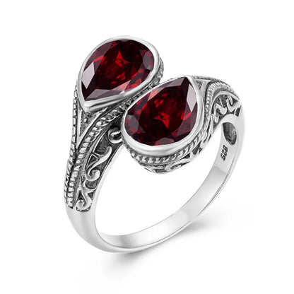 Damen-Ring tropfenförmiger Smaragd in Silber mit goldfarbener Beschichtung Ideal Als Hochzeits- oder Festgeschenk