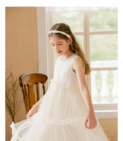 Ärmelloses Sommerkleid für Mädchen in Hellgelb – ideal für Geburtstage, Hochzeiten und festliche Anlässe