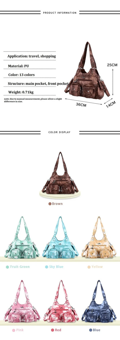 Damen-Handtasche Mit Viel Stauraum Und Mehrfachfächern Aus PU-Leder Für Alltag Und Freizeit