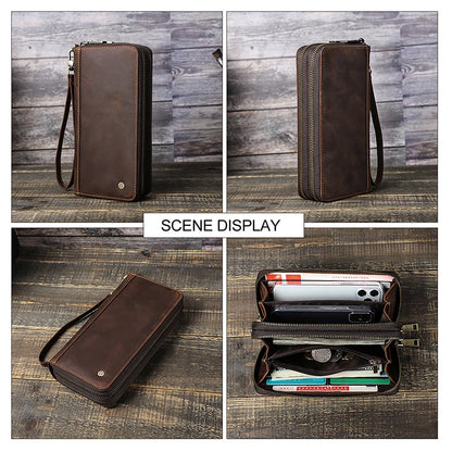 Herren Echtleder Clutch Vintage Business Geldbörse Kartenhalter Reise Büro Geschenk