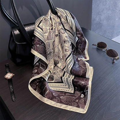 Damen Seidensatin Schal quadratisch Blumenprint Kopftuch Bandana Hijab I