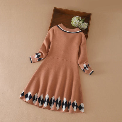 Kinder Mädchen 5-12 Jahre Herbst Winter Neue Kleid Kinder Warme Pullover Kleidung Stricken Langarm Prinzessin Kleid