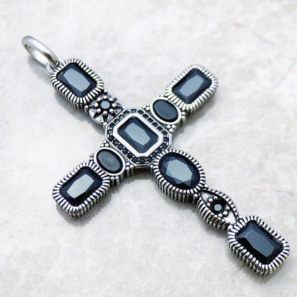Damen-Charm-Anhänger Kreuz und Krone majestätisch II aus Sterlingsilber