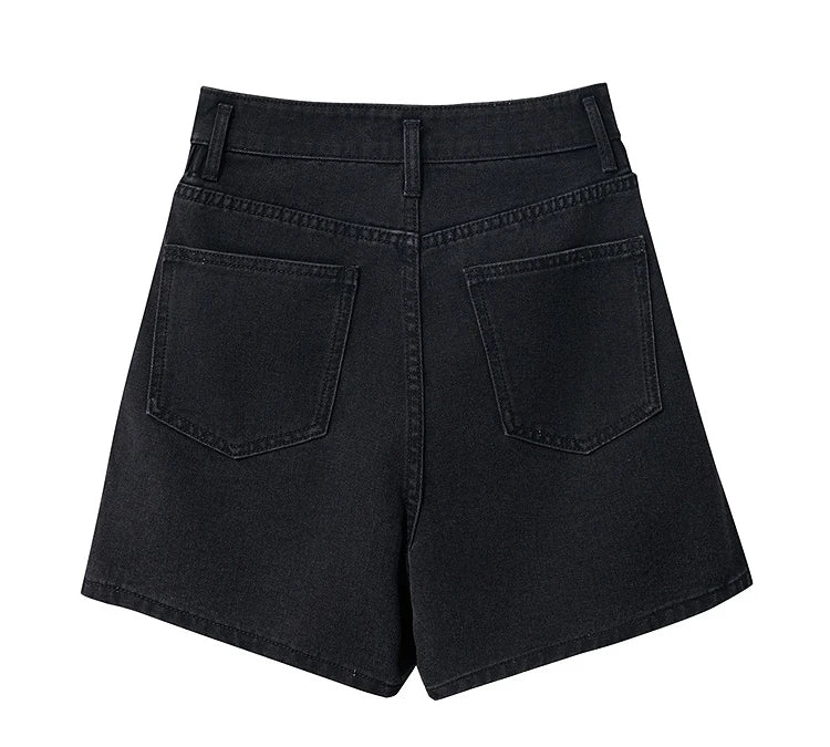 Damen Shorts Baumwoll-Denim Lässig Locker Gerade Vintage Modische Taschenjeans