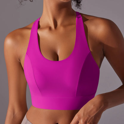 Sport-BH Yoga-Top, pink, Racerback mit weitem Rückenbereich