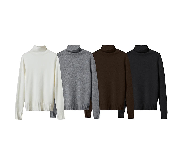 Damen-Rollkragenpullover 100 % Wolle locker Herbst-Winter