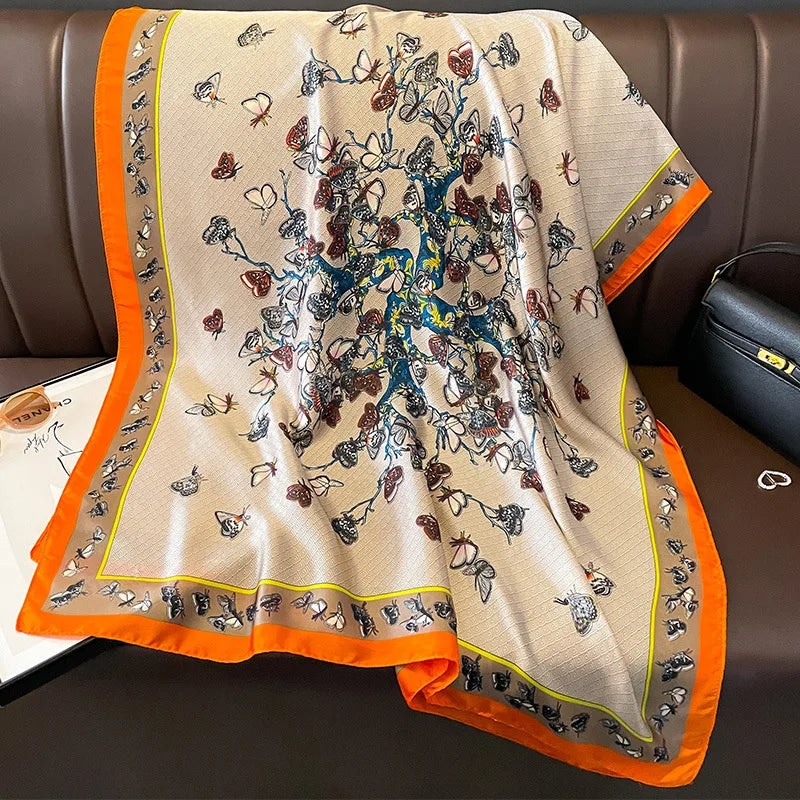 Damen Seidenschal groß Sommer Strand Hijab Turban Foulard Bandana Sonnenschutz