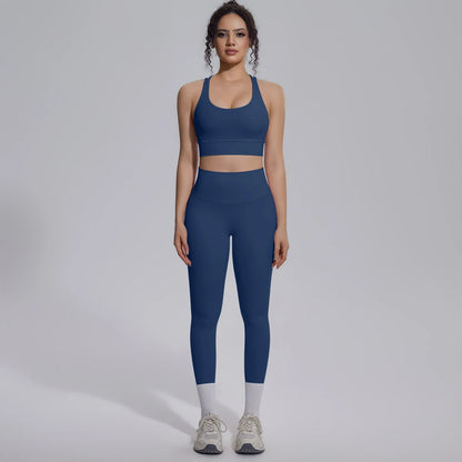 Yoga Set Für Frauen Mit Crossback Top Und Hochtaillierter Hose
