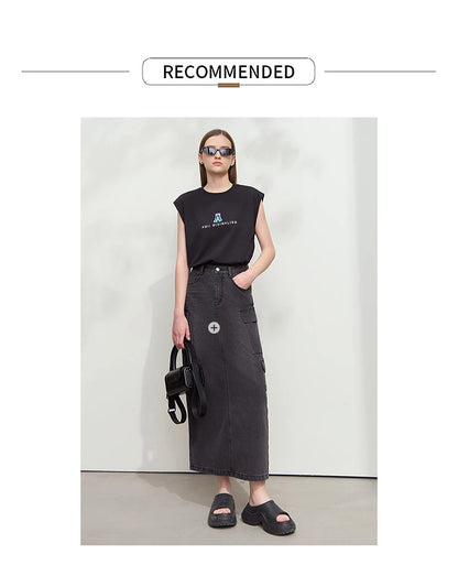 Damen T-Shirt mit Rundhalsausschnitt und besticktem lockeren Design für den Sommer