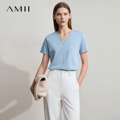 Damen Top im minimalistischen Sommerstil mit einfarbiger Buchstabenstickerei
