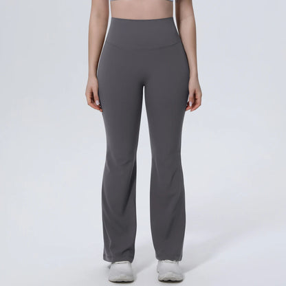 Damen-Sporthose mit hohem Bund, weites Bein, anthrazit