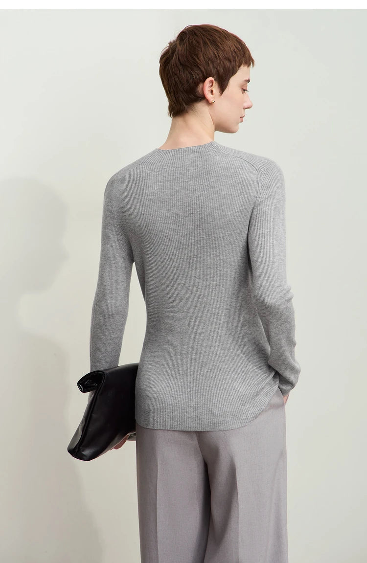 Damen-Halbrollkragen-Pullover Slim Raglan Wolle-Mix Herbst-Winter
