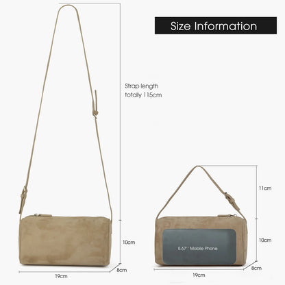 Veloursleder Henkeltasche Mit Top-Handle Und Abnehmbarer Schultergurt