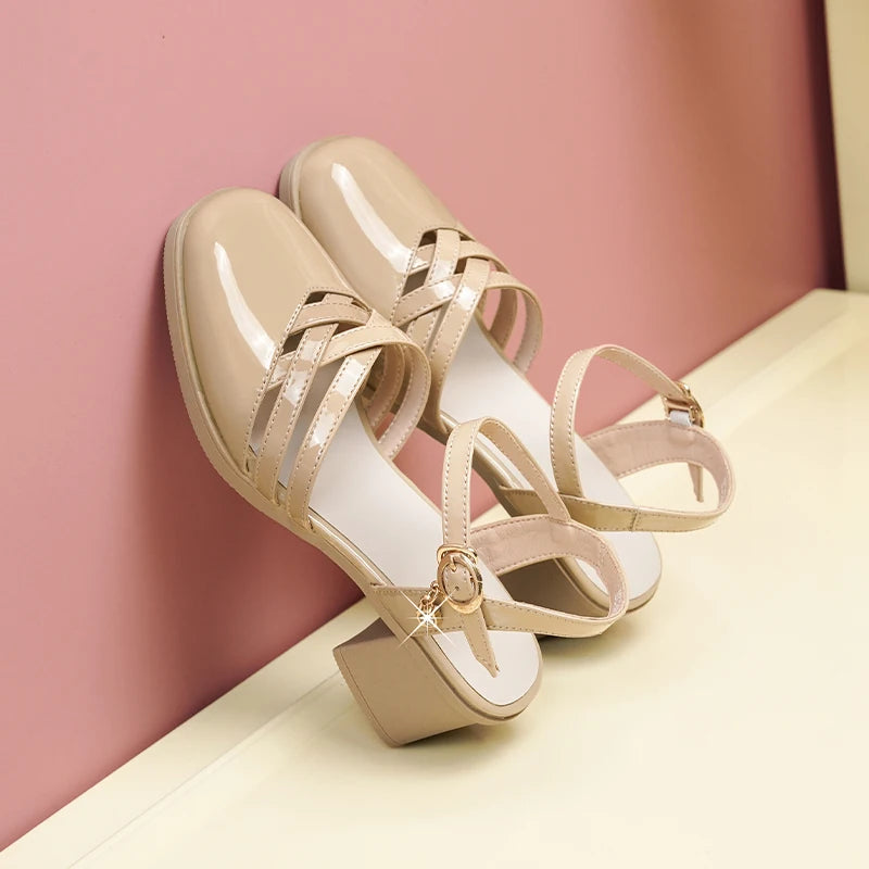 AIYUQI Gladiator-Sandalen, Sommer 2022, neue Damen-Sandalen aus echtem Leder, geschlossene Zehen, große modische Sandalen für Damen