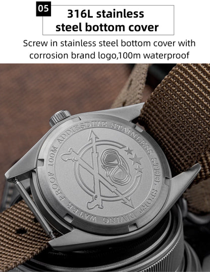 Herren-Quarzuhr mit Bubble-Glas und Nylonarmband