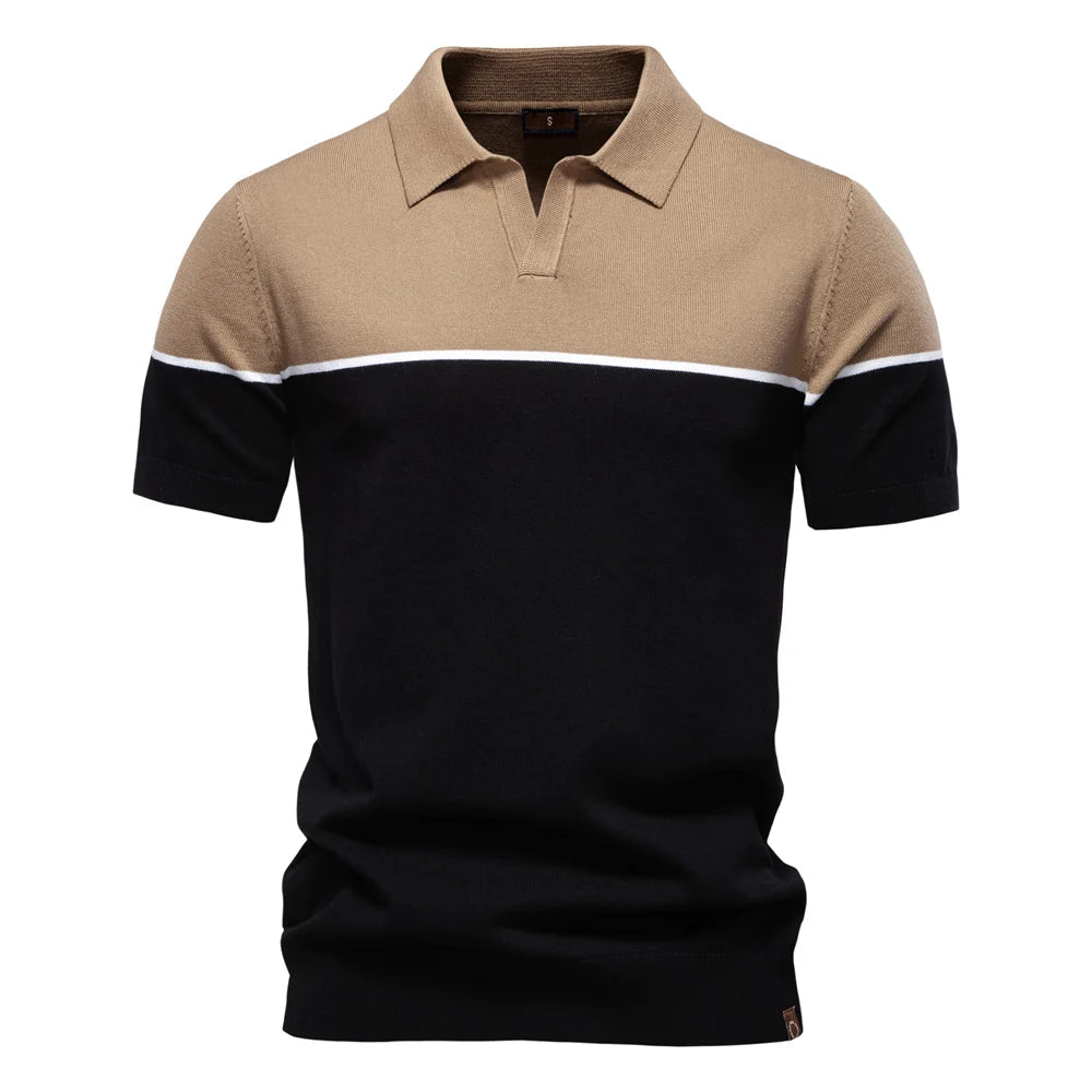 Herren Poloshirt Slim Fit Atmungsaktiv Mit Farbblock Leicht