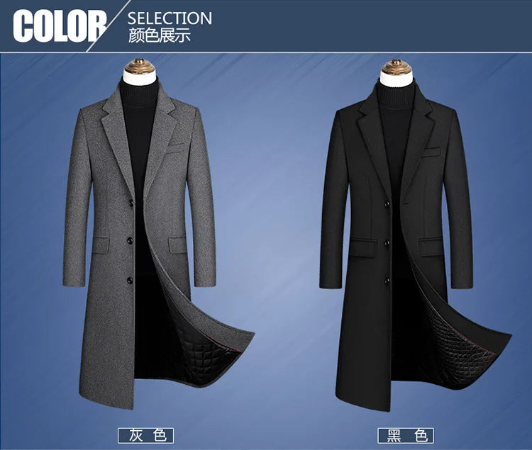 Wollmantel für Herren in Schwarz-Grau – Modern & elegant