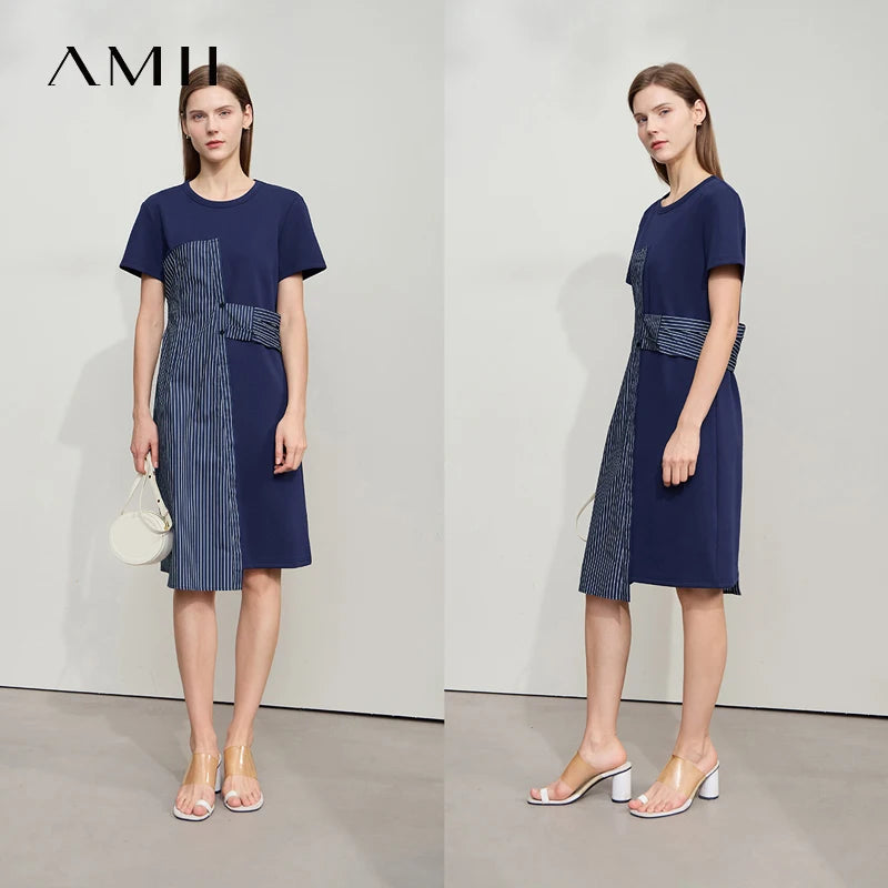 Trendiges Sommerkleid Mit Rundhals Und Kurzarm Für Damen Elegant