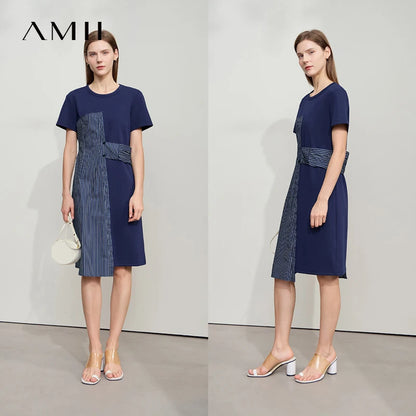 Trendiges Sommerkleid Mit Rundhals Und Kurzarm Für Damen Elegant