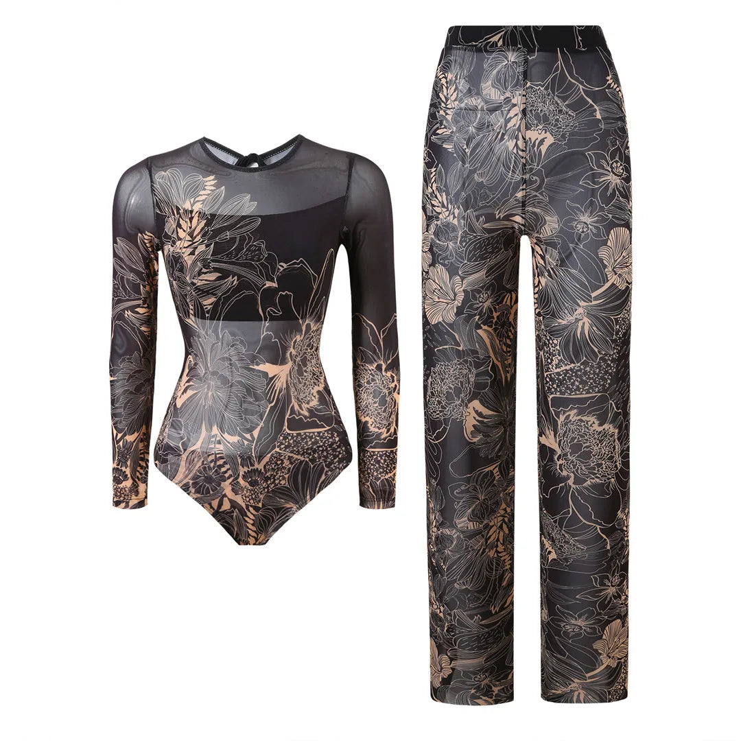 Damen-Hose mit Blumenmuster