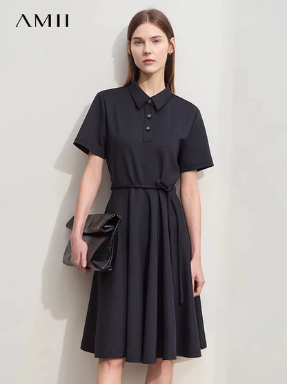 Elegantes Damen Sommer Kleid Mit Gürtel Flatternde Passform
