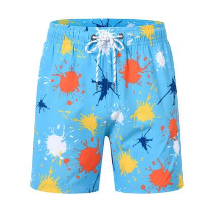 Herren-Badeshorts mit Kompressionsfutter, 2-in-1, schnelltrocknend, mit Kordelzug und Reißverschluss – ideal für den Strand.