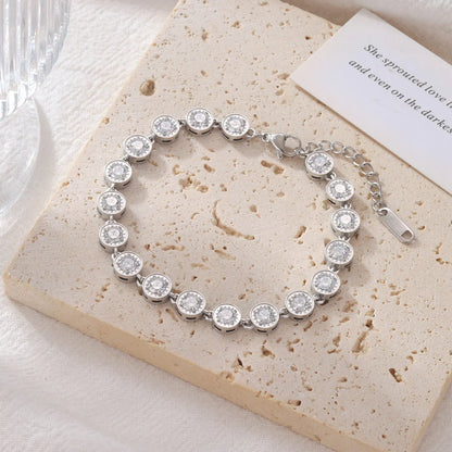 Damen-Charm-Armband mit Zirkonia-Kette aus Edelstahl