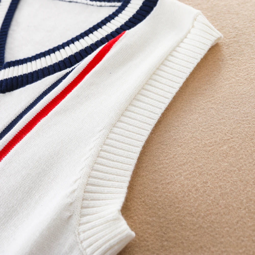 Jungen V-ausschnitt Pullover Frühling Herbst Ärmelloses Baumwolle Streifen Weste Kinder Kleidung Für 4-12 Jahre Kinder Weste