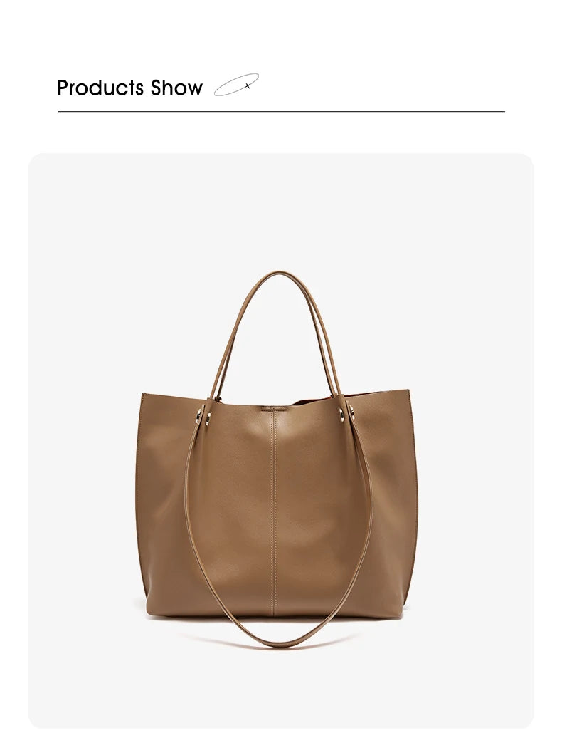 Damen Schultertasche Aus Splitleder Retro-Stil Großes Fassungsvermögen