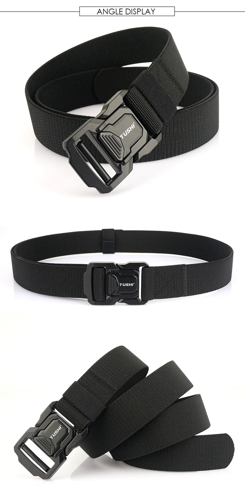 Herren-Elastischer Outdoor-Gürtel aus Aluminiumlegierung mit Schnellverschluss für Trekking