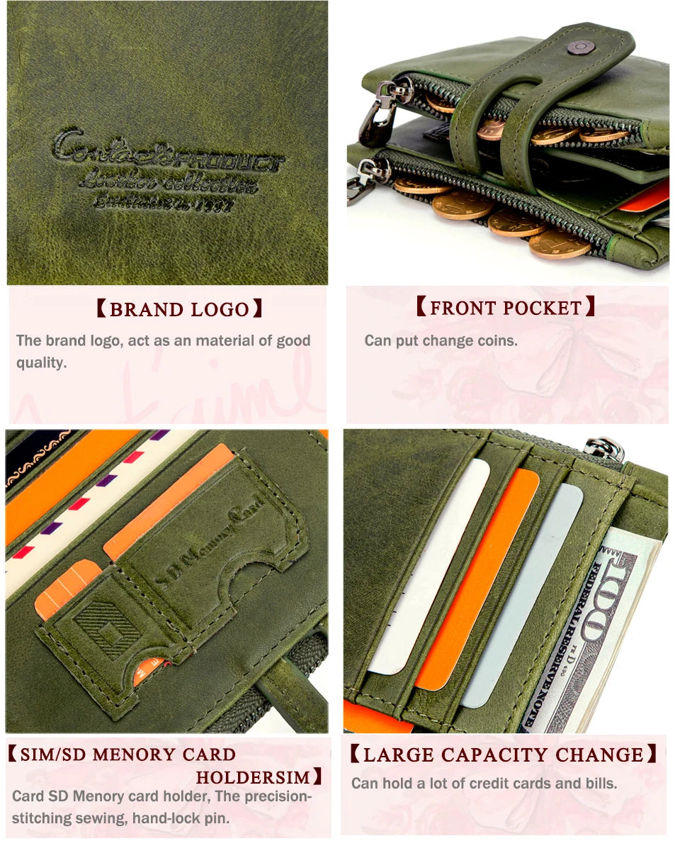 Damen Echtleder Geldbörse Bifold Vintage Kartenhalter Münzfach Geldclip