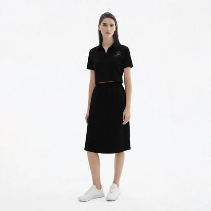 Business Elegant Kleid Für Damen Mit Elastischer Taille Und Kragen