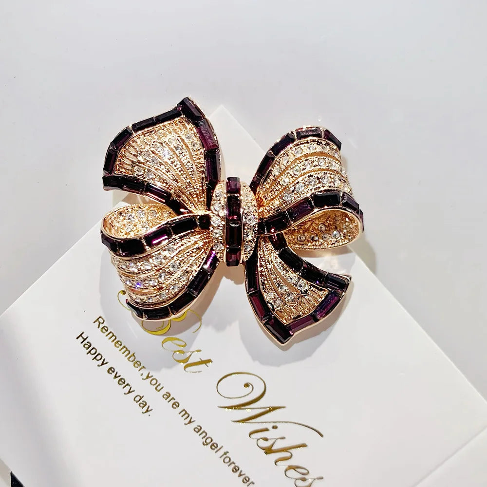 Brosche Schleife Kristall Perle Glänzend Boutique Geschenk Damen