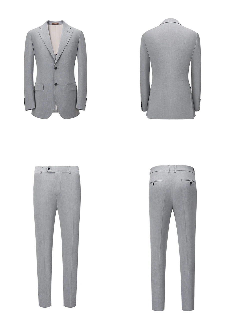 Schlanker Herren-Blazer im klassischen europäischen Stil mit hellbraunem Karomuster – ideal für Hochzeiten und formelle Anlässe