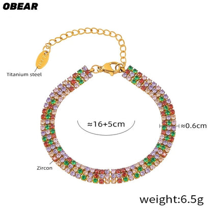 Damen-Kettenarmband mit Zirkonia und Regenbogenkristall
