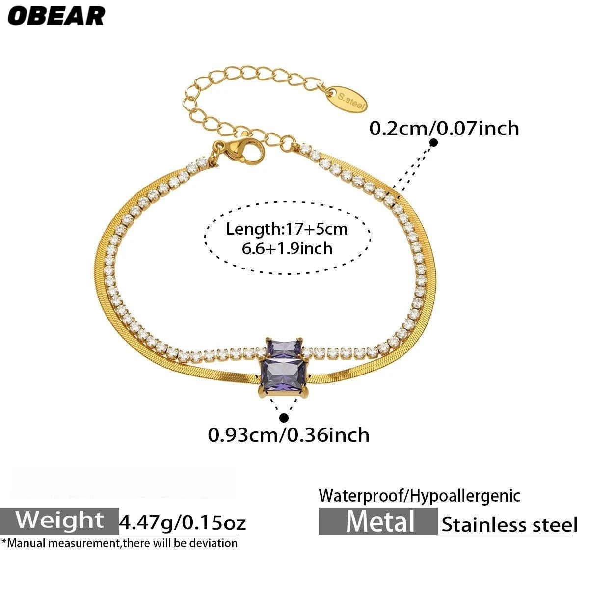Damen-Armband Baguette-Zirkonia Doppelschicht