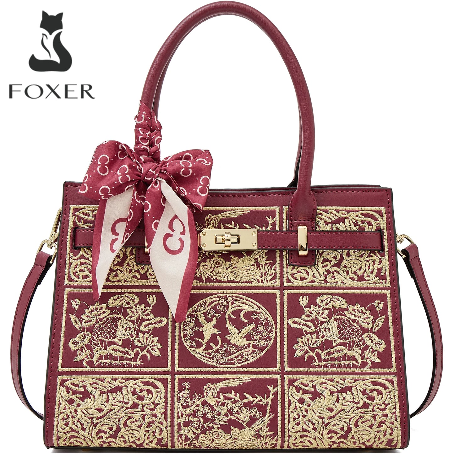 Damen Handtasche Aus Split-Leder Mit Crossbody-Tasche Im Chinesischen Stil