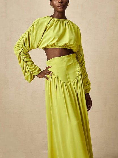 Eleganter Damen-A-Linien-Rock mit hohem Bund und Patchwork-Design im minimalistischen Stil