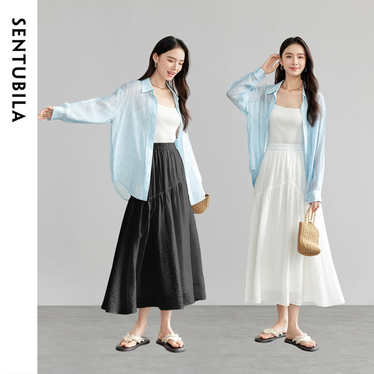 Damen Lyocell Rock im lässigen Stil mit elastischer Taille für den Urlaub