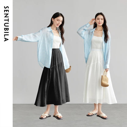 Damen Lyocell Rock im lässigen Stil mit elastischer Taille für den Urlaub