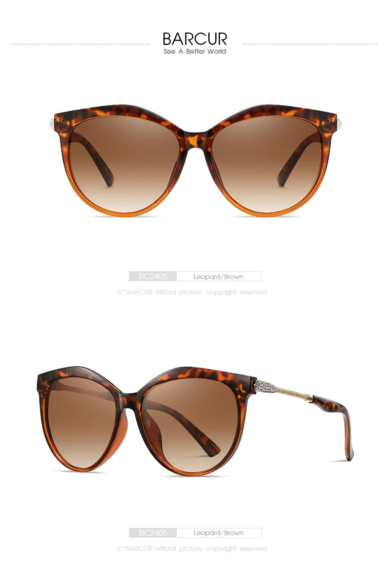 Damen-Sonnenbrille Cat Eye oval Farbverlauf Spiegel polarisiert