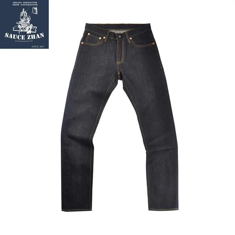 Herren Jeans aus Selvedge Denim in Indigo und Schwarz mit Reißverschluss